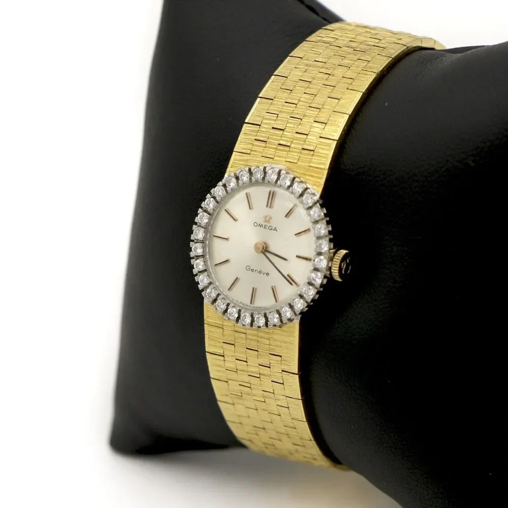 Omega 18K Gold Diamond Bracelet Watch 1970s
